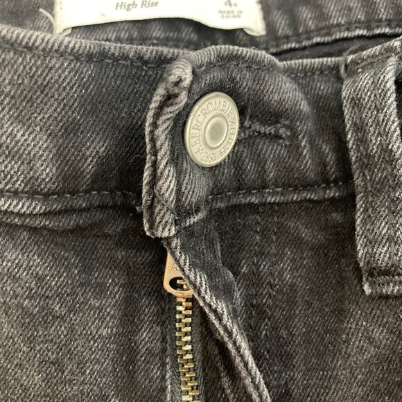 Abercrombie & Fitch The Skinny High Rise Jean with Vent Hem 27 Black Denim 90s - Picture 7 of 9